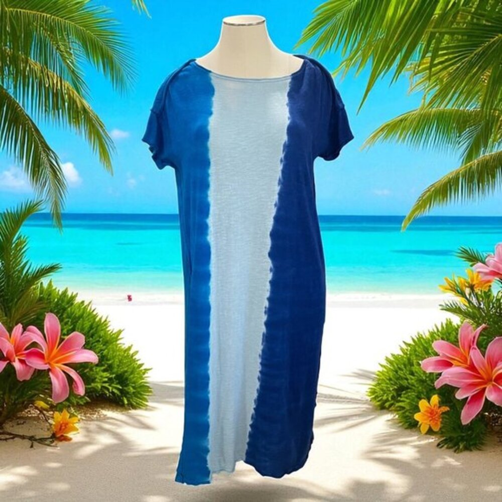 We The Free Free People Oversized Tie Dye Cotton‎ Dress Blue Boho Summer NWOT M